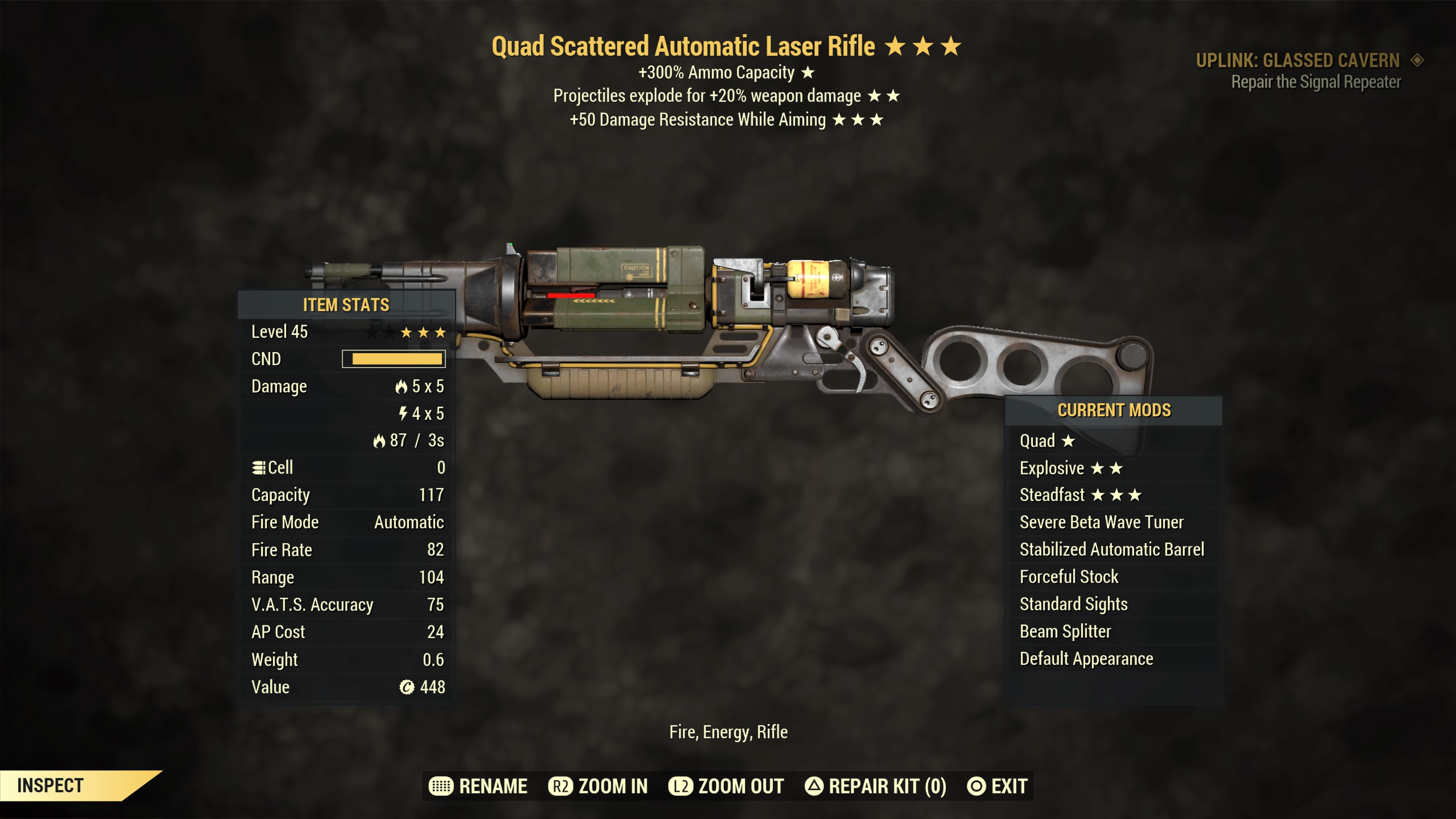 Quad【Explosive + Steadfast】Laser Rifle